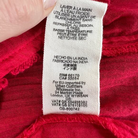 Free People Lohri Red Embroidered Tie Keyhole Neck Tassel Boho Tank Top Size XS - Picture 6 of 6